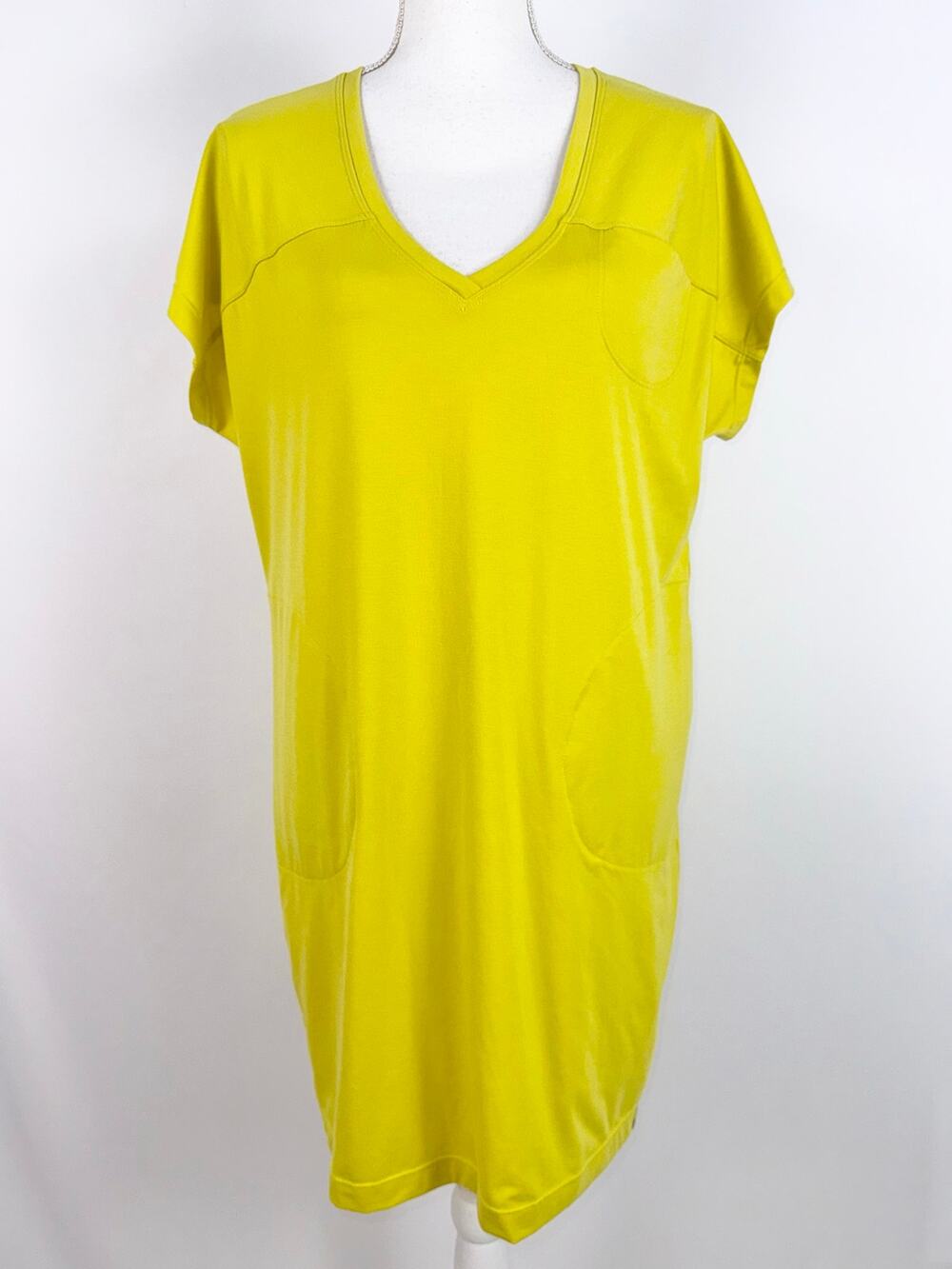 Title Nine V-Neck Cap Sleeve T-Shirt Dress Women's Medium Yellow